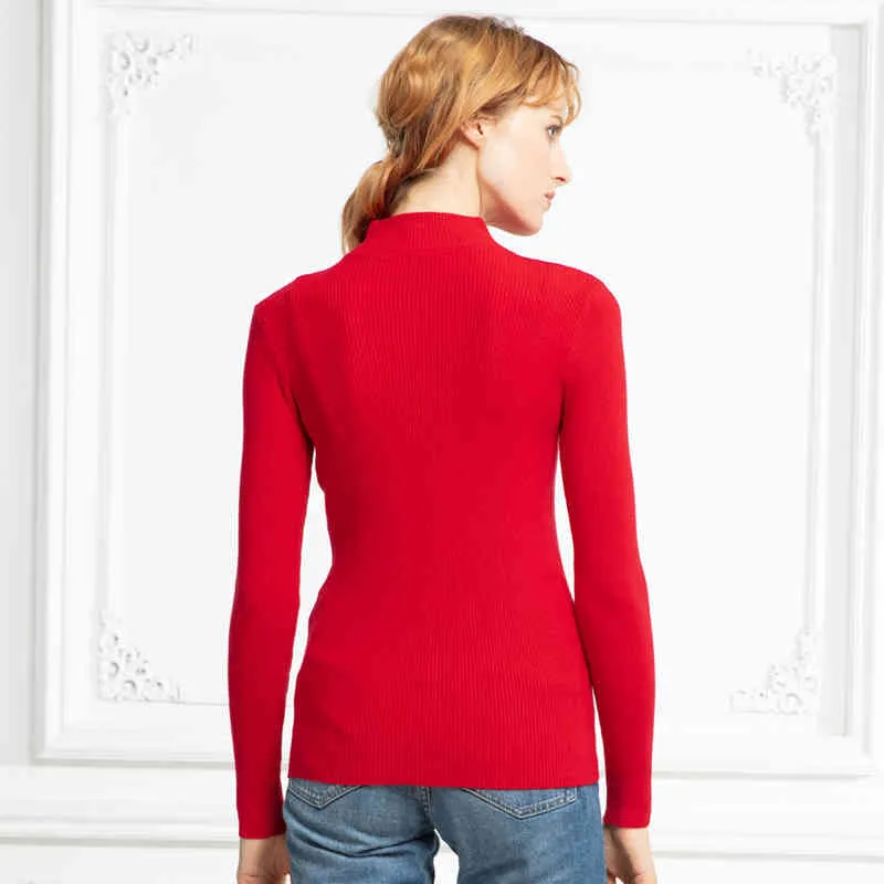 Autumn Women's Sweater New-coming Winter Knitted Turtleneck Primer Shirt Long Sleeve Korean Slim-fit Tight Femme Pullovers 210422