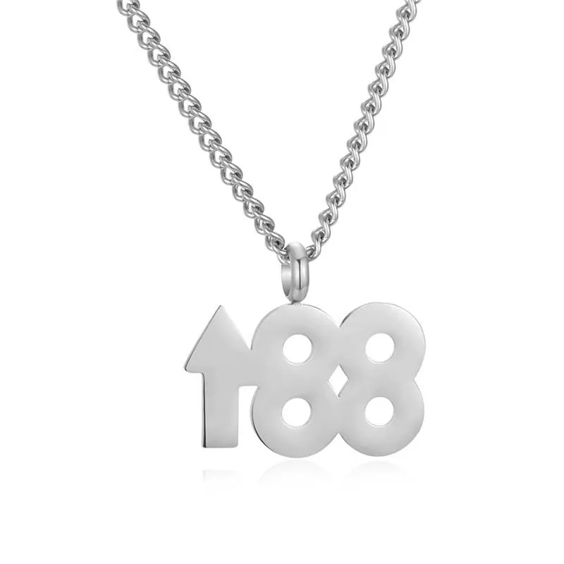 Männliche Titanstahl-Halskette 88 Up Rising Anhänger Einfache Zahl Baumelnde Kette Unisex-Schmuck Geschenke Chains285P