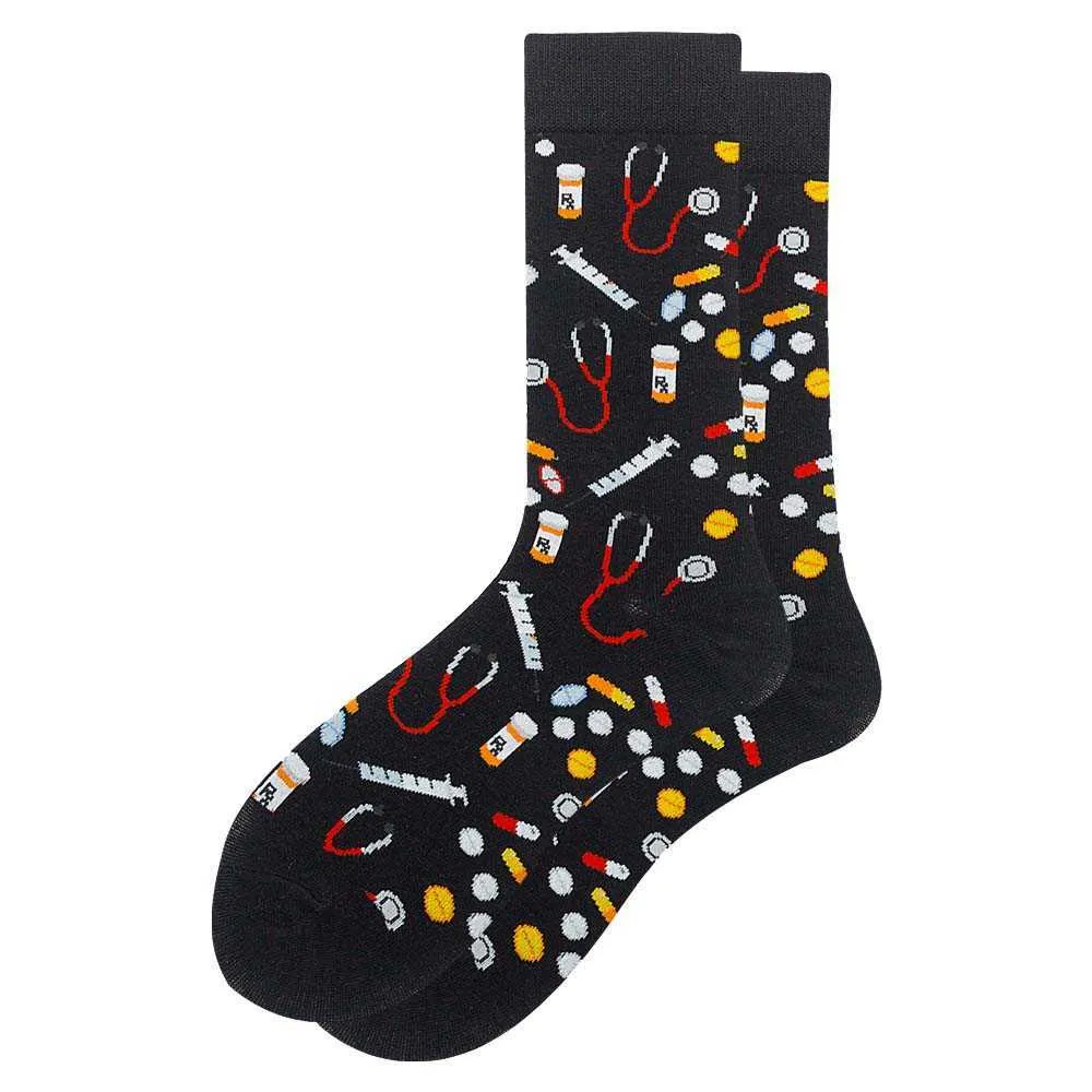 Nouvelle formule géométrique d'échecs internationaux chaussettes en coton chaussettes colorées pour hommes Harajuku coloré heureux symbole drôle cadeau de Noël X0710