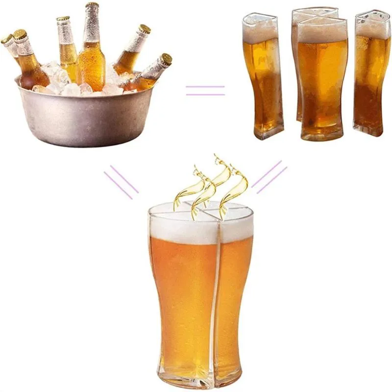 Süper schooner bira gözlükleri kupa bardağı ayrılabilir 4 parça büyük kapasiteli kalın cam şeffaf kulüp bar partisi wine1911