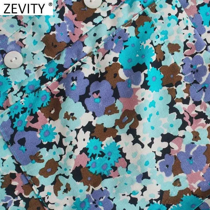 ZEVITY المرأة خمر جيوب التصحيح الأزهار بيرنت القوس الزنانير playsuits الإناث السراويل سيامي شيك عارضة ضئيلة السروال القصير P1131 210603