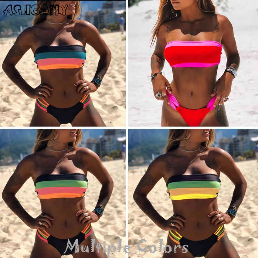 2021 Sexig brasiliansk bikini -kvinnor baddräkt Push Up badkläder criss cross bandage halter bikini set strand baddräkt badkläder 210319