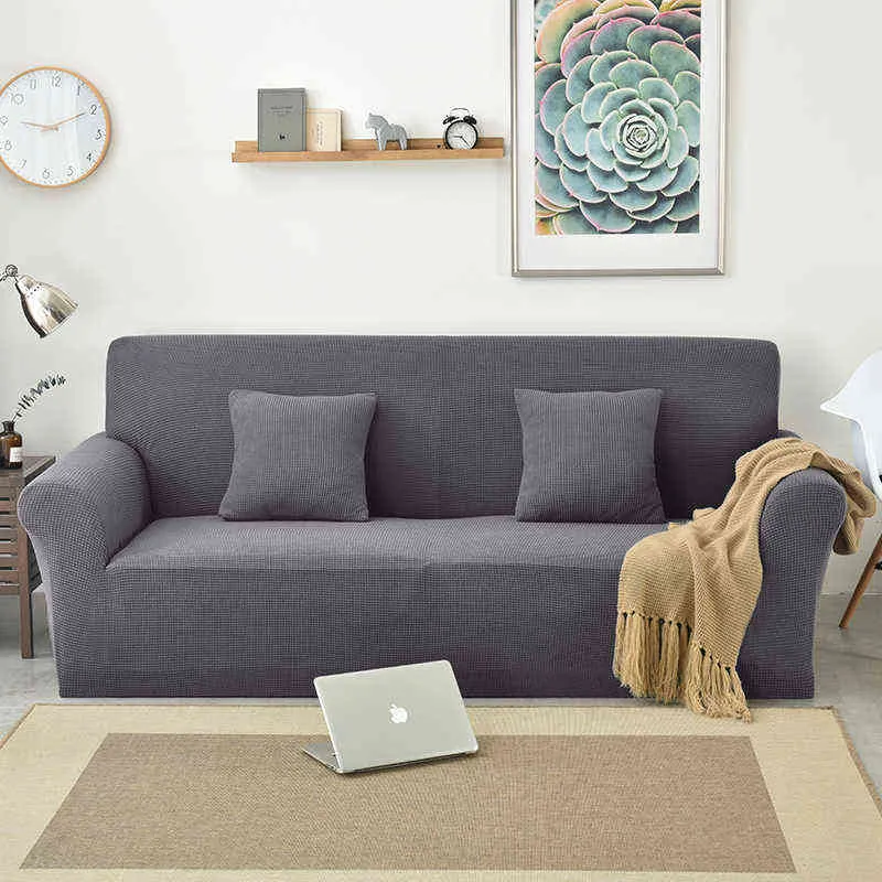 15 Kolory Tkaniny żakardowe Sofa Pokrywa do salonu Soft Couch Stretch Sliplovers Duży elastyczny ochraniacz 211116