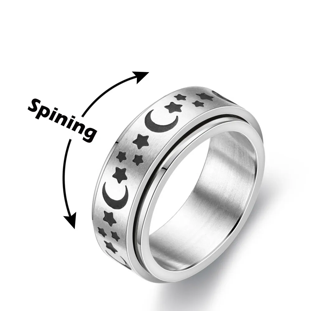 Bague Figet Spinner anneaux pour femmes hommes en acier inoxydable rotation ly filature Anti-Stress accessoires bijoux cadeaux 313o