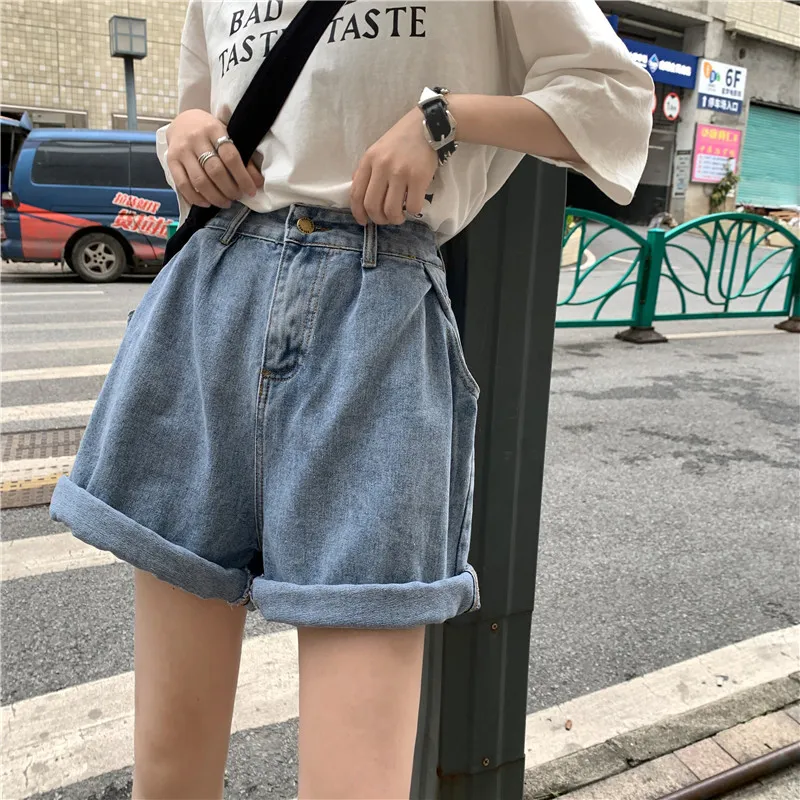 Women Summer Fashion Denim Shorts Vintage High Waist Harajuku Female Short Jeans Mujer 210515