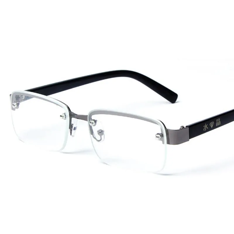Óculos de sol YCCRI 2021 Óculos de vidro de cristal Moda Half-frame Perfurado Reading Frameless Glasses251S