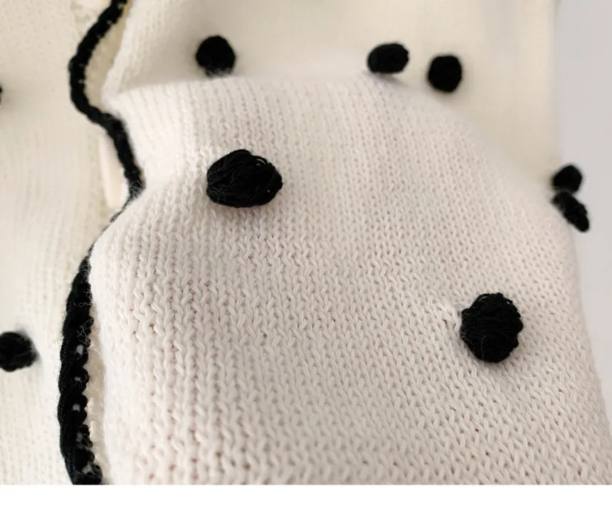 Стереоскопические шарики вязаные кардиган Топы Женщины лето с коротким рукавом V-образным вырезом трикотаж корейский элегантный старинные дамы перемычки свитер 210513