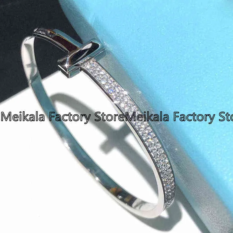 Originele 925 Sterling Silver Bracelet Ladies Men Wide Version Fashion Romantic Luxury Diamond Paar8111768