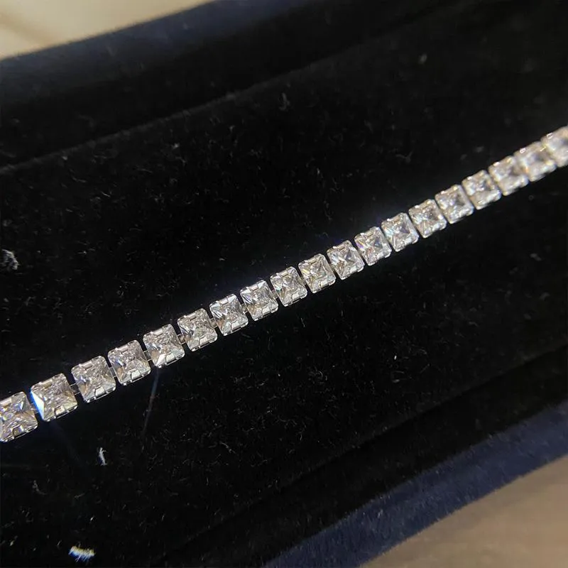 Bracelets de diamante quadrado da cadeia para mulheres de noivado de luxo Jóias de pedras preciosas 18cm260w