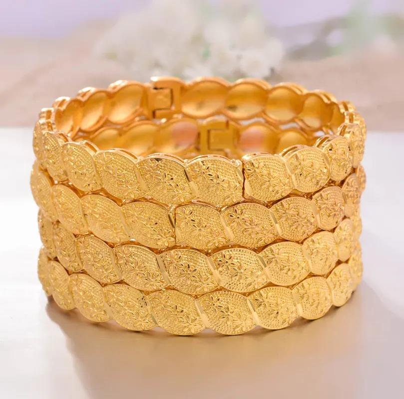 4 pezzi lotto 24K Dubai braccialetti braccialetti color oro africano le donne ragazze bracciali gioielli etiope sposa matrimonio regalo jewerly37300097057597