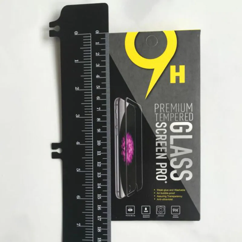 Eenvoudige Universele Zwart Papier Retail Pakket Verpakking Doos Tas Voor Mobiele Telefoon 9H Gehard Glas Screen Protector Film 175 88mm260Y