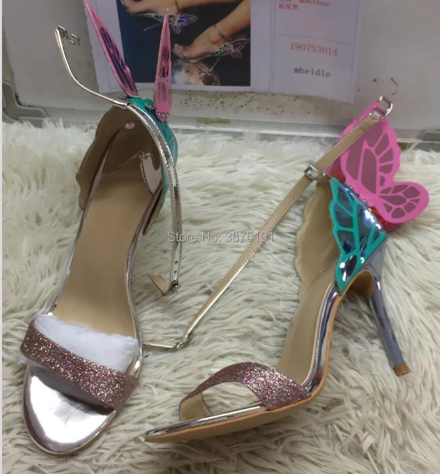 Design High Quality Women Butterfly Heels Sandals Exquisite beautiful Wing Shoes Female Banquet Paty Dress 2105211135887