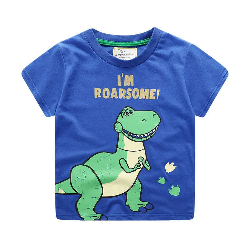 Springen Meter Sommer Jungen T-Shirts Tops Baumwolle Tiere Applikation Mode Designs Kinder Kleidung Mädchen T-Shirts Kinder 210529