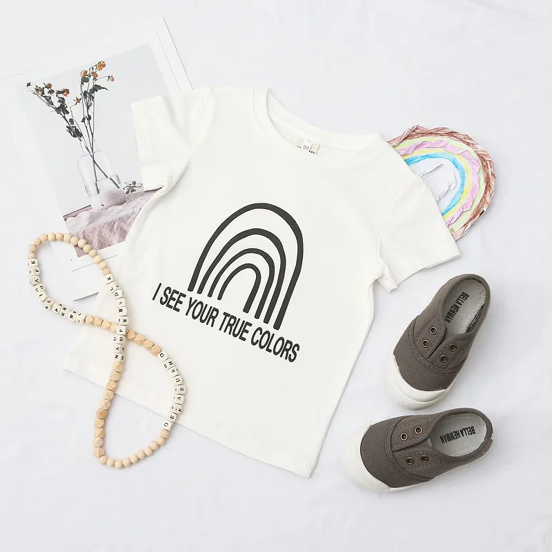 Wild Child Letter Print Kids Boys Girls Summer Casual Tops Tshirt Children Fashion Cool Tops Tees Toddler Baby Graphic T-shirt 210413