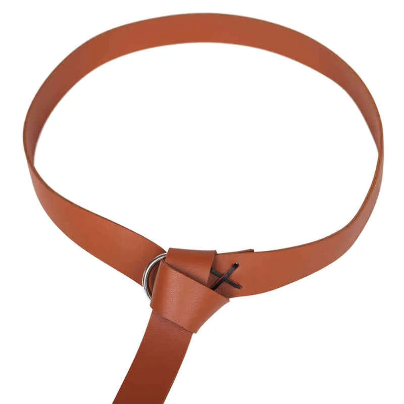 Cinturón medieval de cuerda de cuero de vaca vikingo Cinturón renacentista LARP Oring3372439