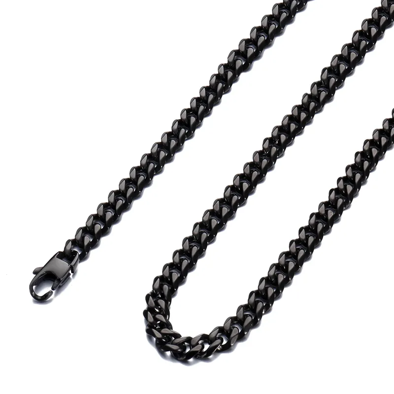 Width 6MM Cuban Miami Chain Twisted Necklaces 316L Stainless Steel Gold Sliver Black Color For Men Women Hip Hop Jewelry