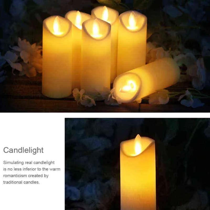 LED Electronic Flameless Swing Candle Candles Lights Battery Operated Party Wedding Birthday Decor Night Lamp Velas LED H1222