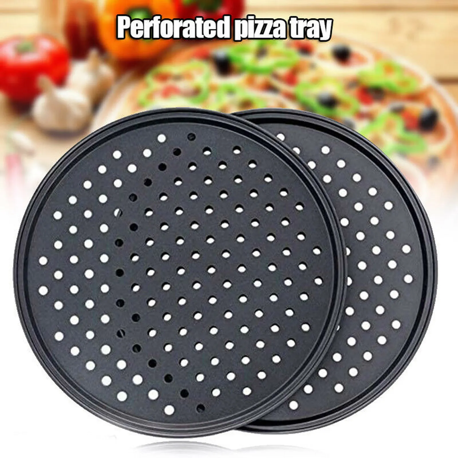 Strumento antiaderente da 32 cm tondo in acciaio al carbonio punzonatura stampo pizza teglia pizza calda rivestimento antiaderente