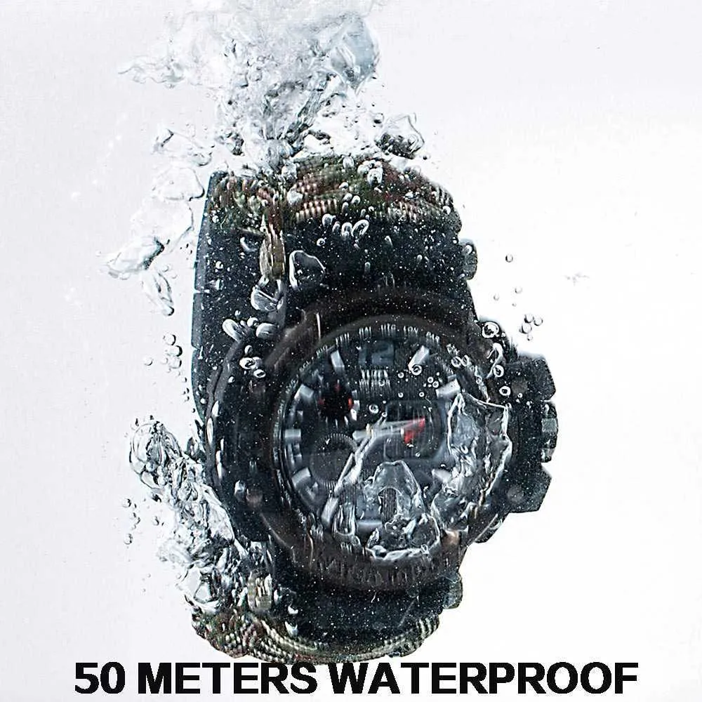 SHIYUNME Men Sports Watch Compass Waterproof Multifunctional Survival Whistle Quartz Watch Thermometer Men Watch G1022