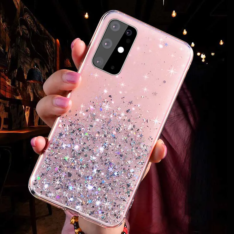 Glitter telefoonhoesjes voor Samsung Galaxy A51 A71 A52 A72 A32 S22 S21 S20 S20 Fe S10 Opmerking 10 Plus 20 Ultra Siliconen Clear Cover
