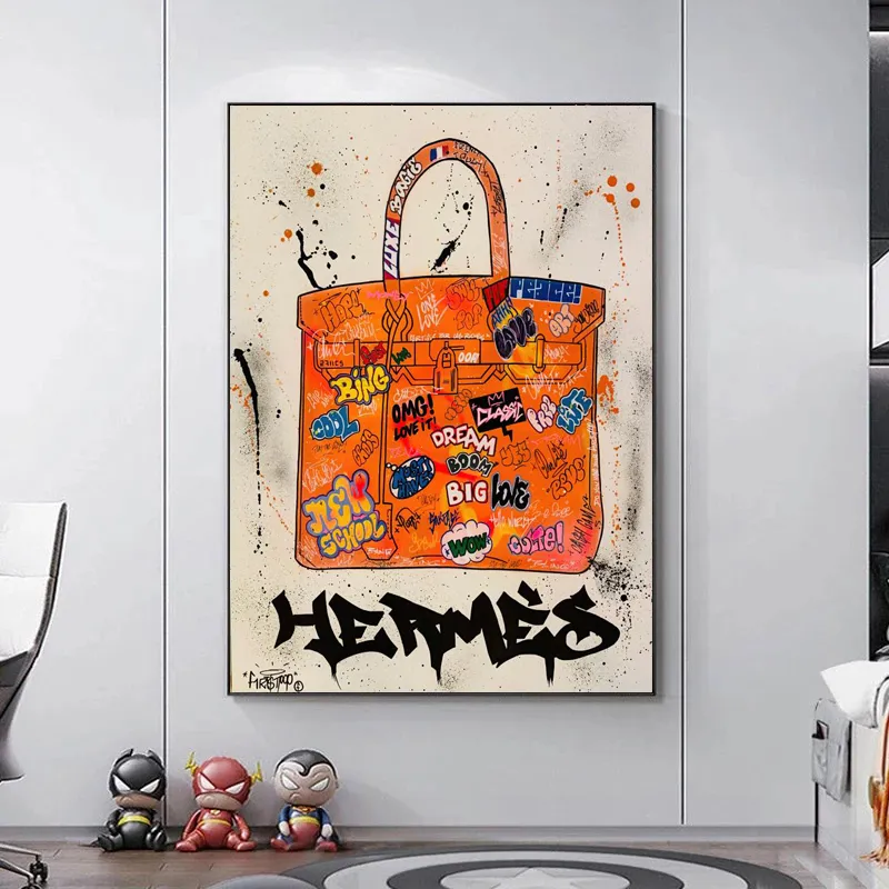 Moderne Graffiti-Taschenmalerei Minimalistisches Dekor Cuadros Poster Drucke Haus Raumdekoration Bilder Fotodruck Drop Shipping