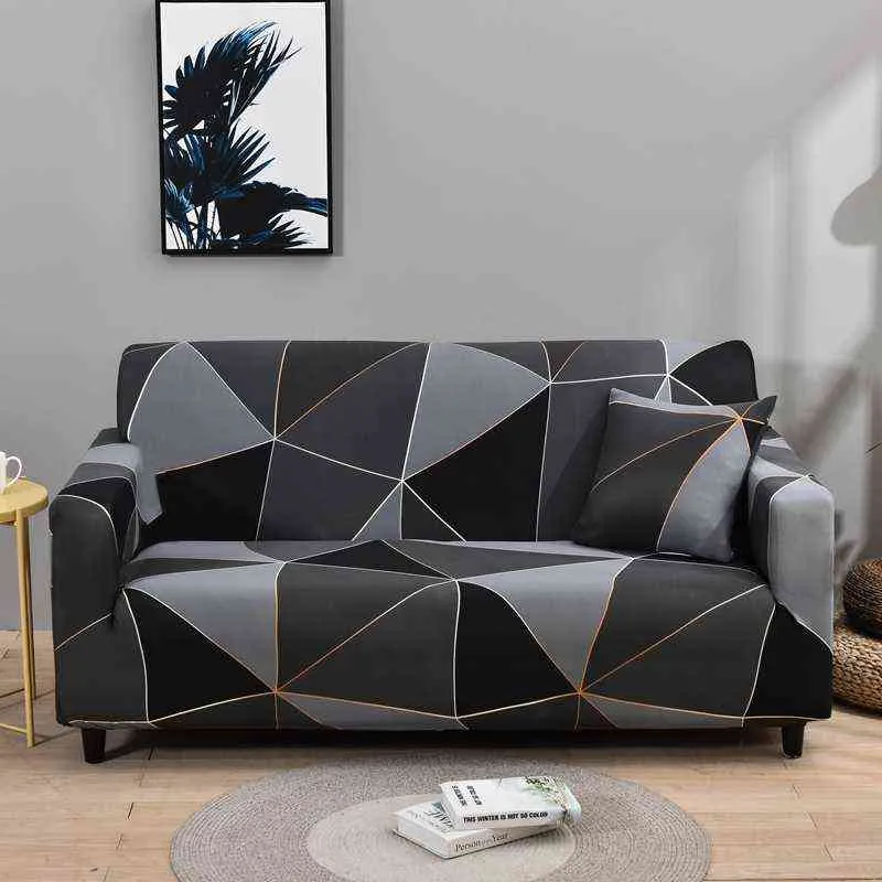 Geometrische Elastische Sofa Cover voor Living Room Sectional Hoek Sofa Slipcover Couch Cover Chair Protector Home Decor 1/2/3 / 4-SEAT 211102