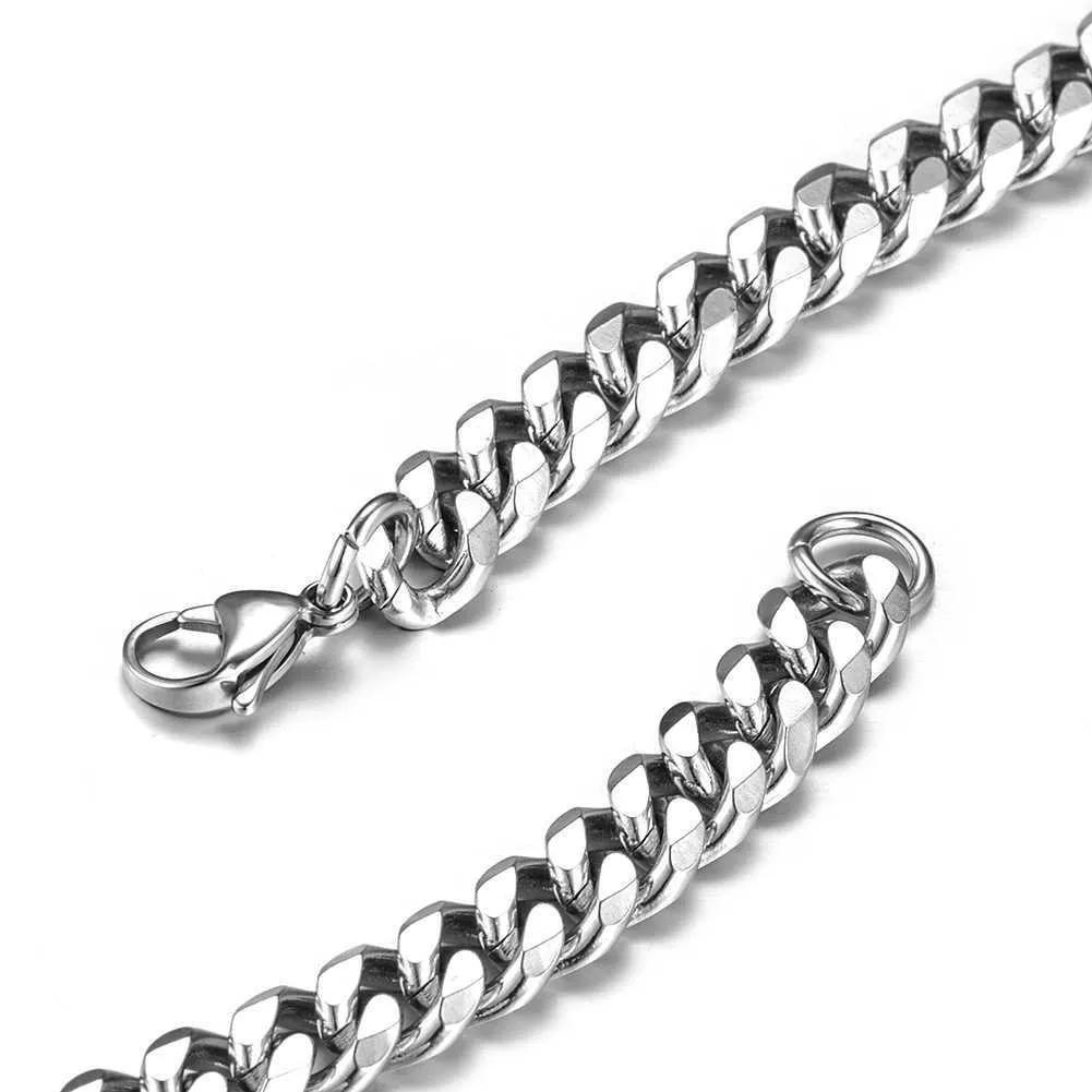 Pulsera de oro de acero inoxidable cadena de enlace cubano en cadenas de acero manual de pulseras regalos enteros para accesorios masculinos Q060212i