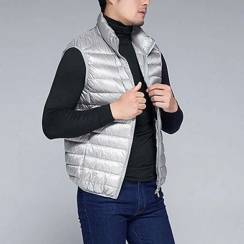 Covrlge Casual Light Men Down Vest Top Selling Zipper Duży rozmiar Przyjazd 6 Kolory Mężczyzna Biała Kaczka Downa Kamizelka MWB014 211019