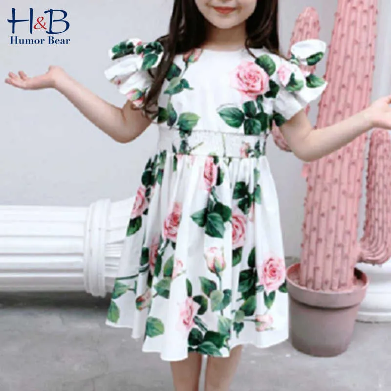 Humor Bear Girls Dress 2020 NEW Summer Wedding Flowers Sweet Princess Party Dress Flying Sleeve Toddler Baby Kids Girls Abbigliamento Q0716