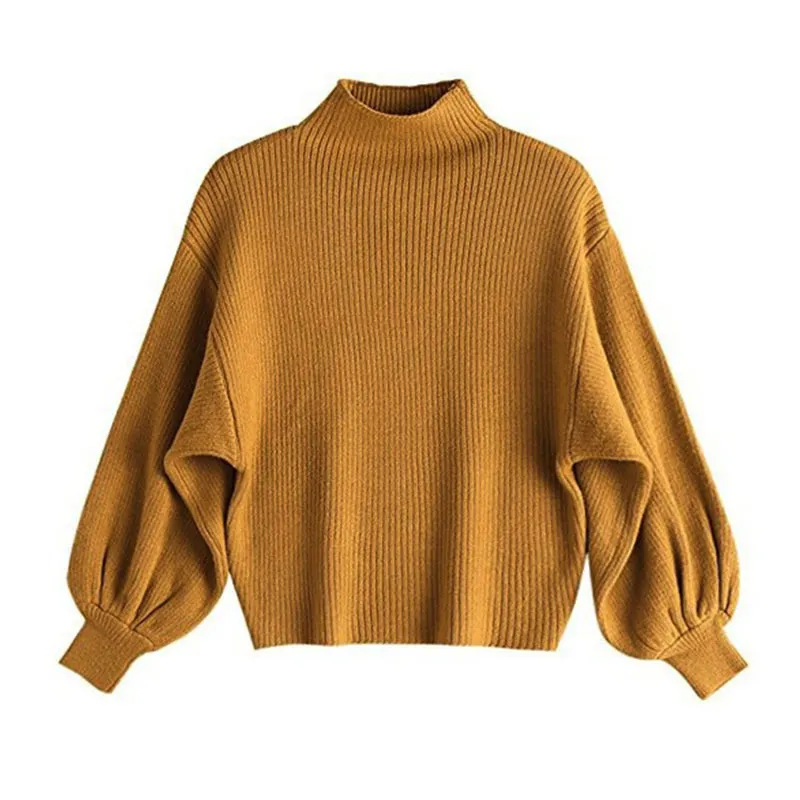 Herbst Winter Damen Jsweater Koreanischer Stil Einfarbig Fledermaus Typ Langarm Pullover Lose High Neck Pullover Pullover GX287 210507