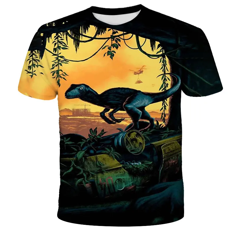 2020 Jurassic World Fallen Kingdom Cool tête de dinosaure impression 3D T-shirt garçons et filles Hiphop Tee-shirt garçon couleur vêtements Drop K715891869