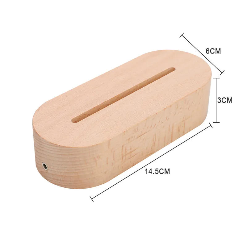 5 pezzi Base di luce a LED in legno 3D Base di luce notturna acrilico Lampade bianche calde Lampade Accessori di illuminazione Bulk211G assemblati