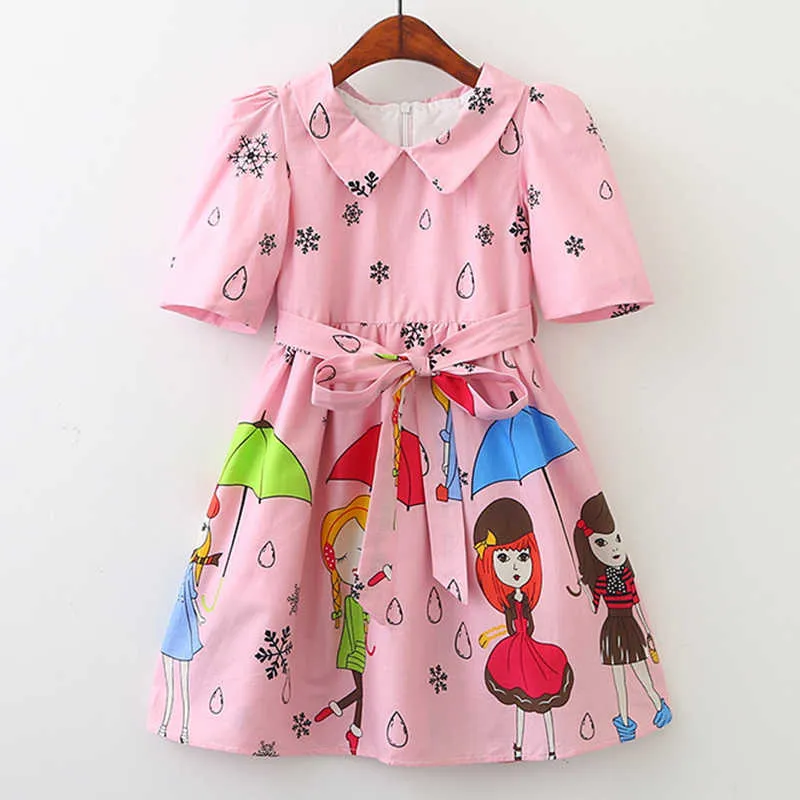 Bear Leader Girls Dress Summer Stile europeo e americano Manica corta Bambini Modello floreale Abito da principessa Abiti ragazze 3-8 anni 210708