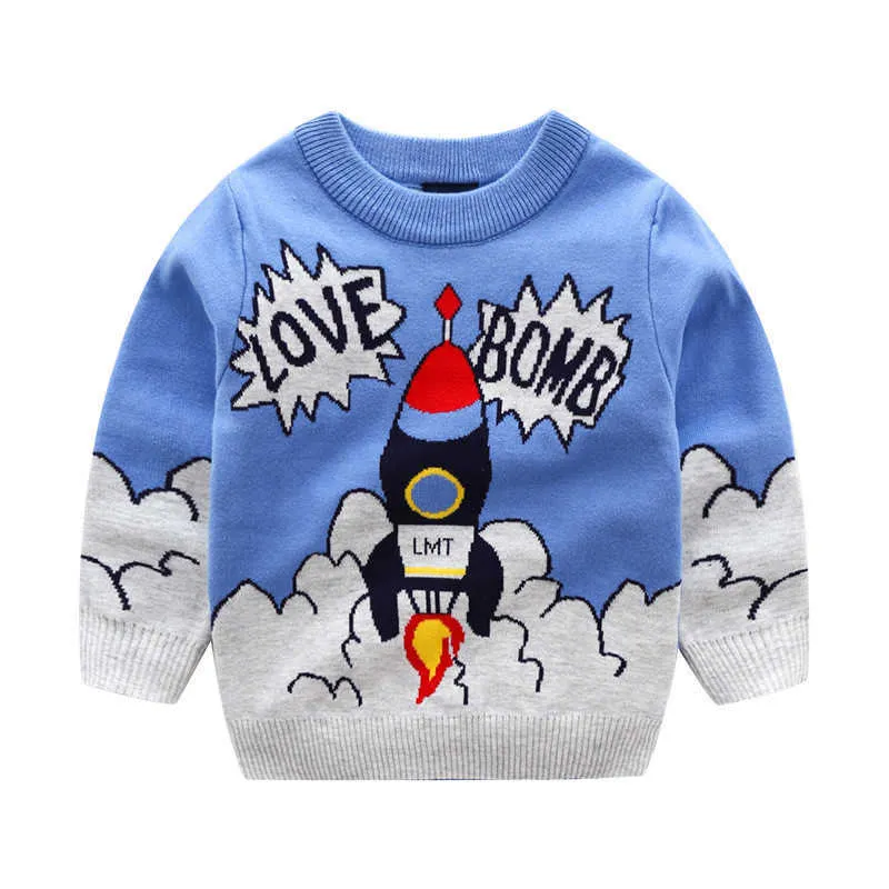 赤ちゃんの冬の服子供のセーターファッション男の子のセータートップスロケット女の子服210529