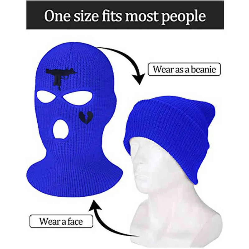 Fashion Neon Balaclava Three-hole Ski Mask Tactical Full Face Winter Hat Party Limited Embroidery bone masculino 211231