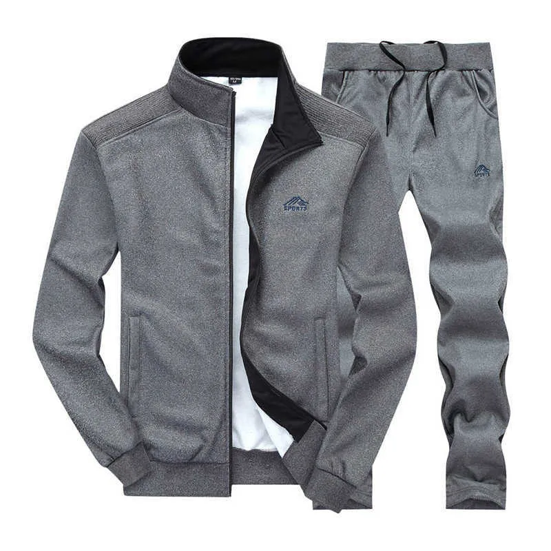 Män Sportkläder Set Märke Mens Tracksuit Sporting Fitness Kläder Två Pieces Långärmad Jacka + Byxor Casual Men's Track Suit Y0831