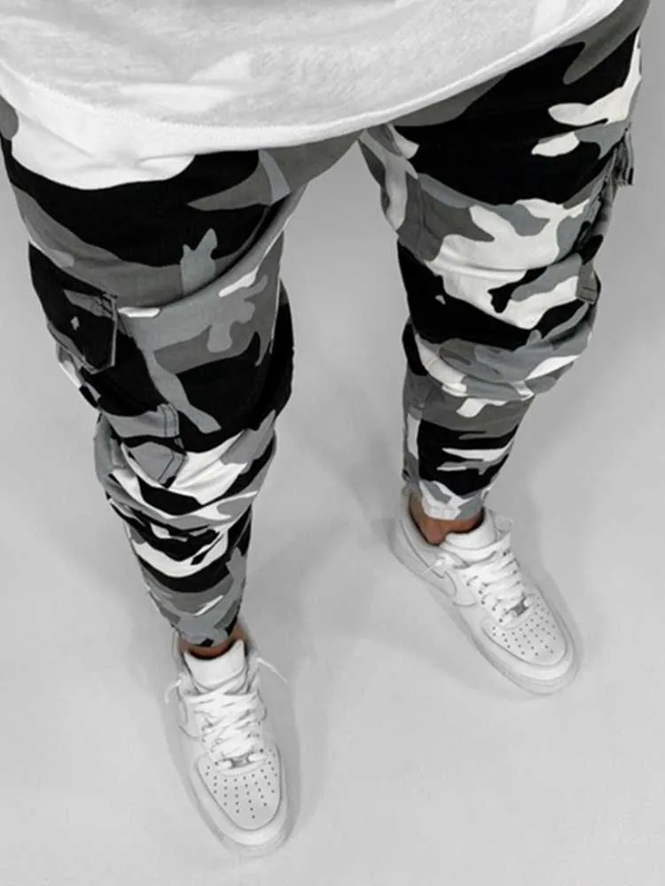 Erkek Yüksek Kalite Kalem Kot Erkekler Kamuflaj Askeri Pantolon Skinny Rahat Kargo Pantolon Camo Jeans Rahat Joggers X0621