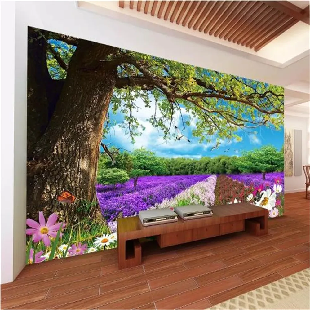 Tapeta 3D Mural Piękna Big Tree Flower Krajobraz Dreamland Malowanie salonu sypialnia tło dekoracja ścienna tapeta182h