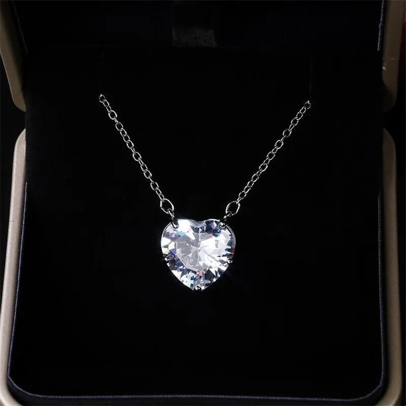 Choucong Merk Eenvoudige Mode-sieraden Solitaire Echt 925 Sterling Zilver Grote Diamanten Hart Hanger Witte Topaas Edelstenen Handmad293s
