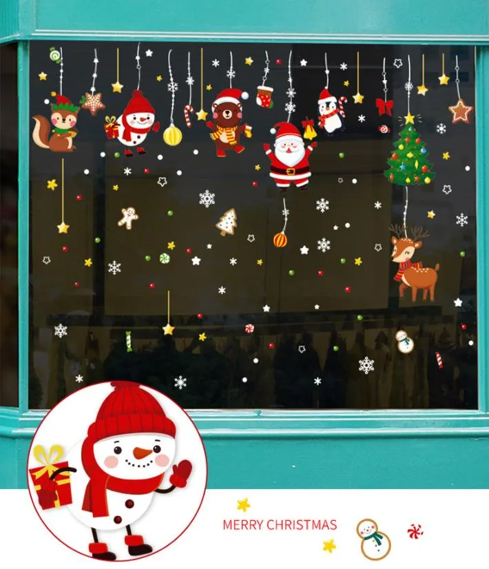 창 스티커 크리스마스 스타킹 동물 매달려 장식품 휴일 유리 스티커 크리스마스 정적 클링