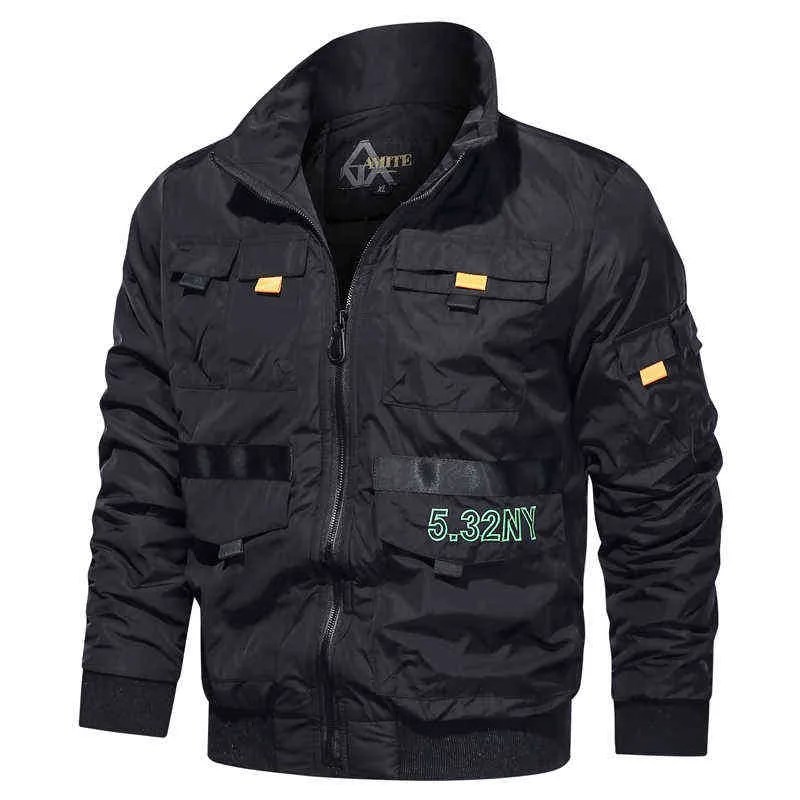 Mannen Jassen Zipper Bomber Groene Jas Mannelijke Windjack Outdoor Military Mode Kleding Herfst Tops 211217