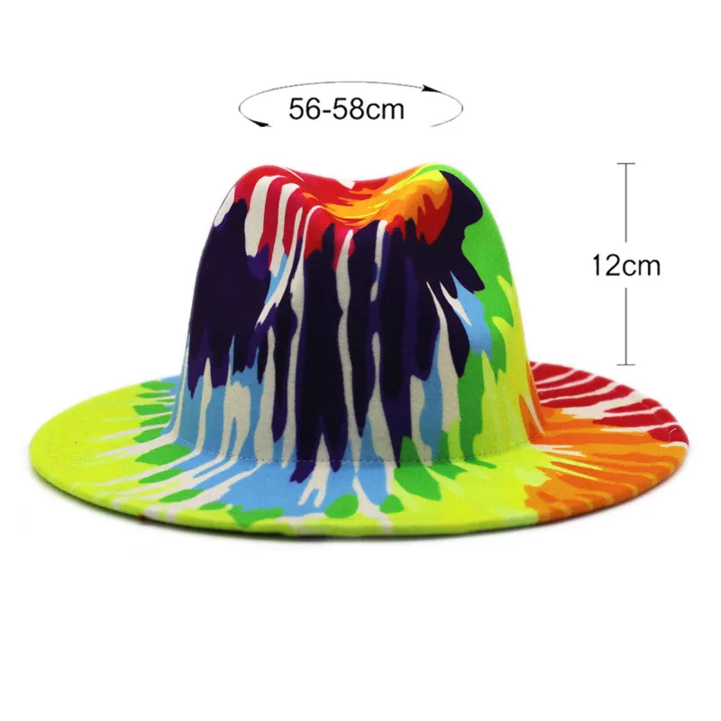 Colorful Wide Brim Church Derby Top Hat Panama Fedoras Hat for Men Women artificial Wool Felt British style Jazz Cap1313094