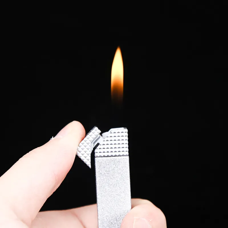 Nowy Butan Windproof Laster Lighther interesujący kwadratowy otwarty płomień uroczy papieros zapalniczka
