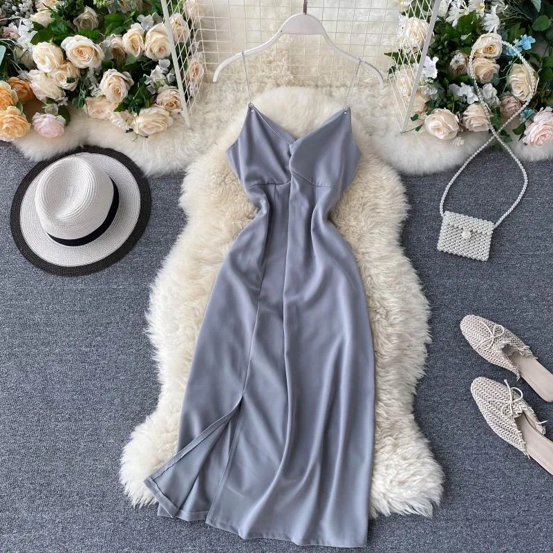 Korobov Korean V Neck Sexy Women Silk Dress Party Night Vestidos Summer New Boho Spaghetti Strap Slim Female Dresses 210430