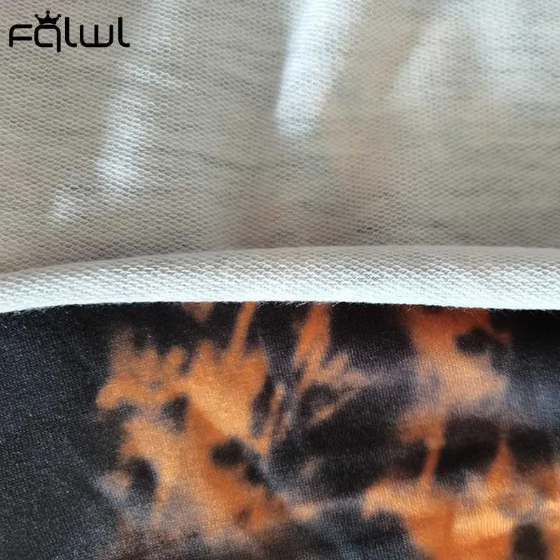 FQLWL Tie Dye Tuta da due pezzi Tuta da donna da donna Set coordinati Manica lunga Crop Top T-shirt Pantaloni Abiti da donna Y0625