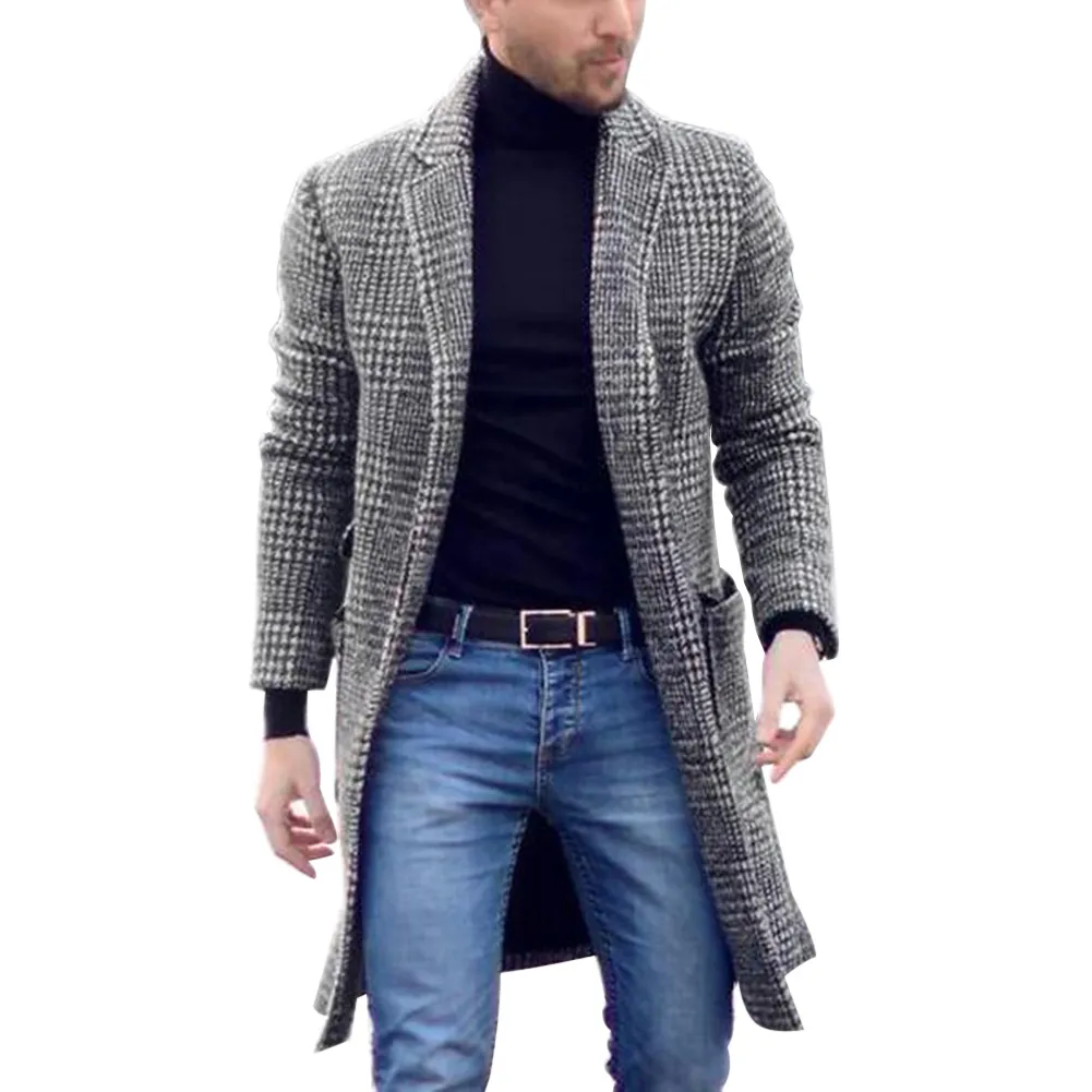 High Quality autumn and winter warm mens retro fashion boutique single-breasted coat long wool coat casual business coat 