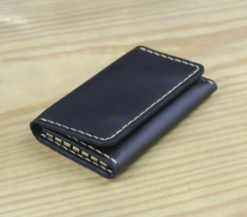 Portemonnaie Vintage Echtleder 100% Handarbeit Hochwertige Schlüsselhalter Herrenetui Damen Organizer Modetasche Tasche