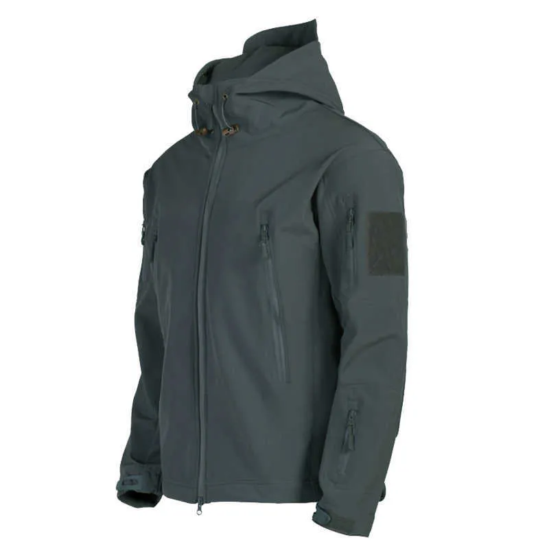 남성 자켓 군사 전술 방풍 방수 상어 피부 소프트 쉘 자켓 육군 야외 후드 bomber streetwear 코트 코트 남자 211009