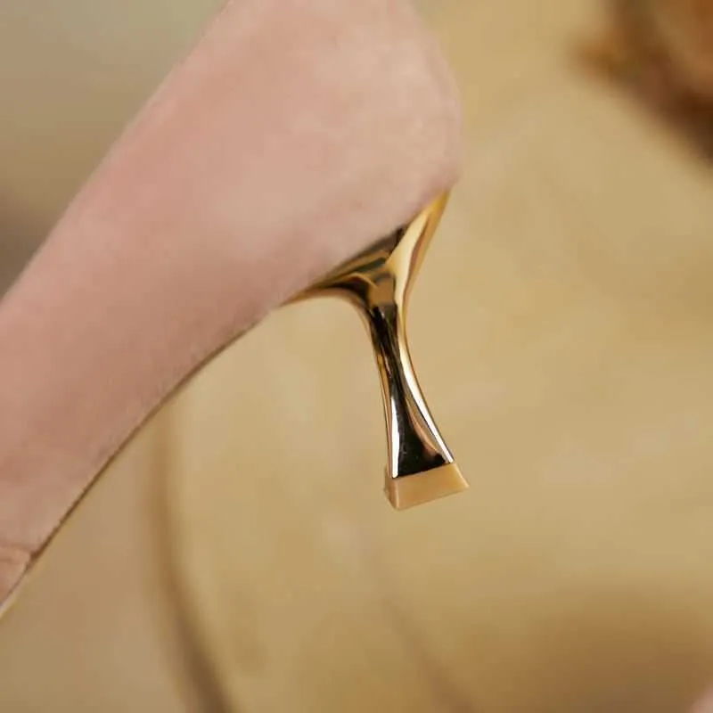 ALLBITEFO tacco dorato perline design pelle di pecora vera pelle tacchi alti moda donna scarpe tacchi club scarpe da sposa festa 210611