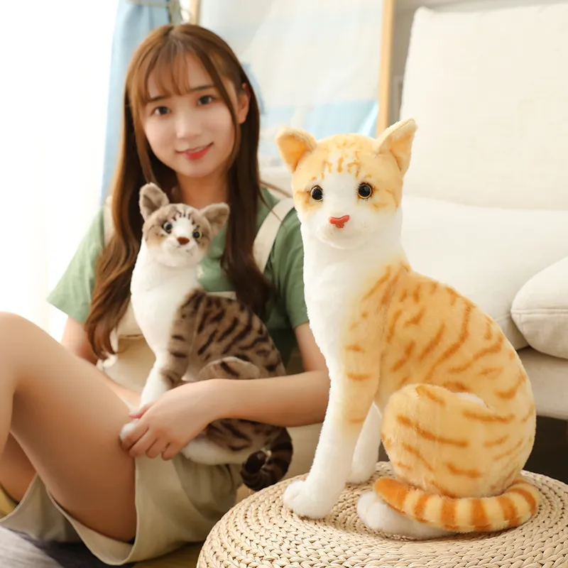 20-45cm 실제 귀여운 귀여운 플러시 고양이 인형 소프트 박제 동물 플러시 고양이 장난감 어린이 만화 어린이 소녀 아기 생일 선물 225q